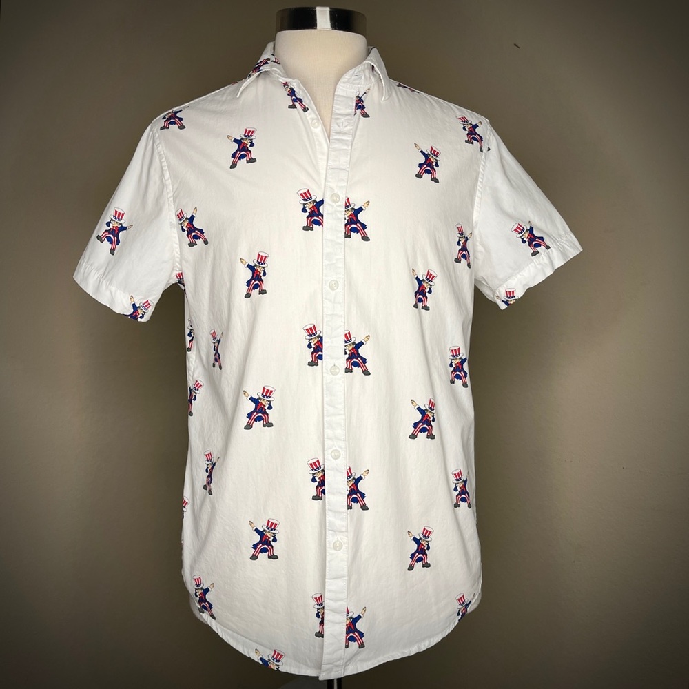 Denim & Flower Ricky USA Uncle Sam Shirt Size S America 4th of July Army Navy